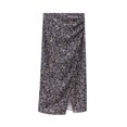 thumbnail image 2 of HH TRAF Faldas de moda de verano para mujer, faldas de lino con cintura alta, cinturón decorativo, dobladillo con abertura y cremallera en la espalda, faldas largas estampadas para mujer, 2 of 5