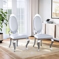 thumbnail image 3 of Luxury Dining Chairs Set of 4, Oval Back PU Upholstered Chairs with Stainless Steel Cabriole Legs, Dining Chairs for Kitchen, Living Room, Office, 3 of 7