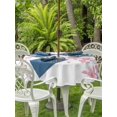 thumbnail image 4 of Outdoor Tablecloth with Umbrella Hole Zipper Butterfly Flowers Round Tablecloth 54" Waterproof Outside Table Cloth Watercolor Pastoral Spring Plants Patio Table Cover Tablecloths for Picnic Party, 4 of 8