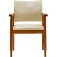 thumbnail image 3 of NOB Mid-Century Dining Side Chair with Faux Leather Seat in Beige, handrail Chair, 3 of 18