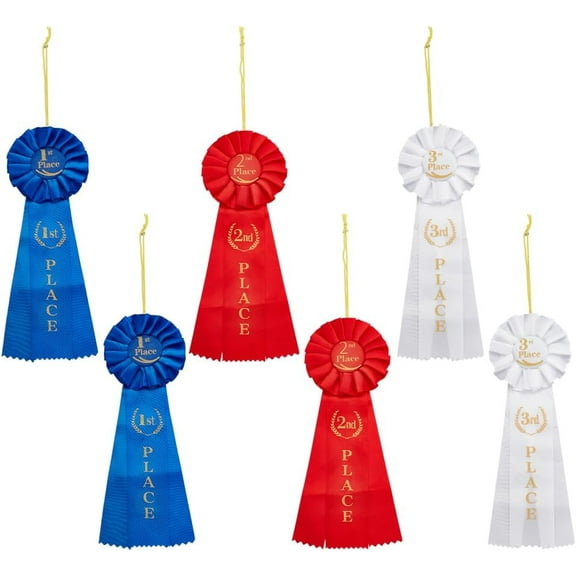 6 Pcs 3 Colors Award Ribbon Set 1st Place Rosette Ribbon Satin Honorable Ribbon Prize Ribbon for Classroom Prizes Competition Sport Event School Contest for diy
