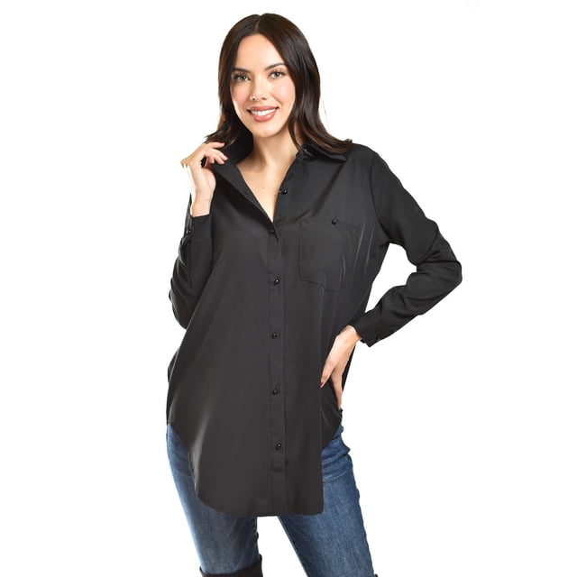 Camisa con boton de perla Roman Fashion /Juvenil, 5103 (Negro) negro CH
