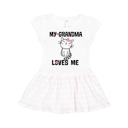 

Inktastic My Grandma Loves Me Girls Kitty Gift Toddler Girl Dress