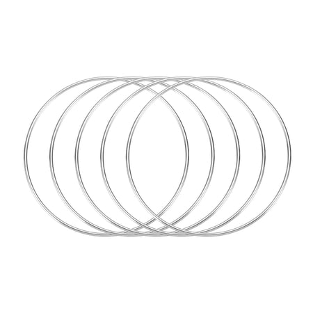 Uxcell 5 Pcs Dream Catcher Rings,Metal Crafts Hoops Floral Hoop 5 Inch Macrame Hoops Rings for DIY Crafts Wreath Making Supplies Plant Hangers,Silver