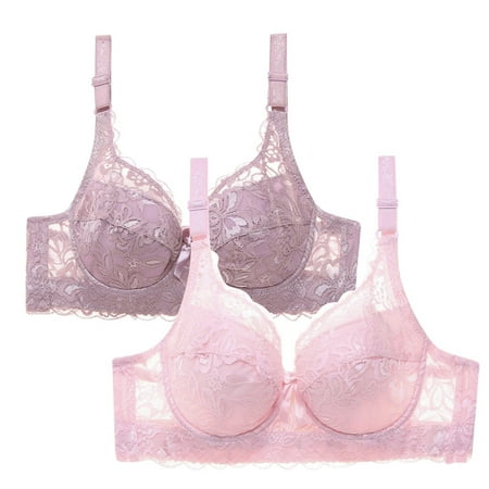 Clearance Sales Online Deals Ofreoo 2PC Women s Balconette Push Up Bra Plus Size Lace Unlined Sheer Underwire Great Gifts for Less