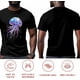 thumbnail image 5 of Camiseta de manga corta con medusas moradas ombré para hombre, cuello redondo, vida marina costera, color negro-S, 5 of 8