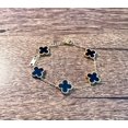 thumbnail image 2 of shiyou-18K Gold Black Four-Leaf Clover Chain Bracelet, 9 Inches, Gold Cable Chain Bracelet, Fashion Jewelry for Women, 8 inches, Yellow Gold, other, 2 of 4