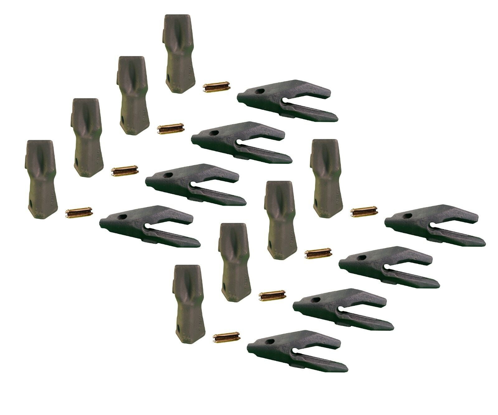 8 Backhoe Bucket Adapters(3/4" Lip) Impact Teeth, & Pins, fits CAT