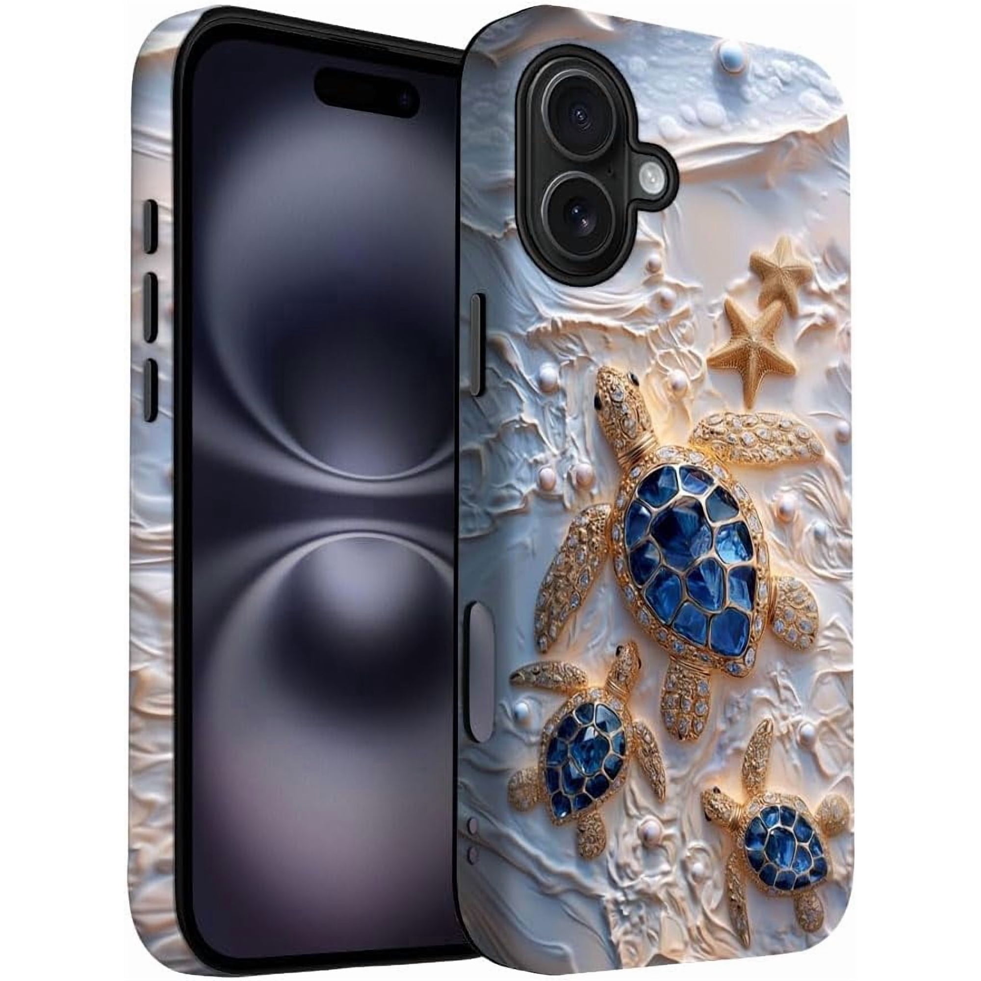 Case for iPhone 16 Plus Case | Stained Glass Beach Turtle | Slim Drop Protection Design