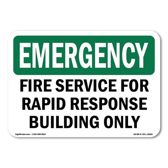 OSHA EMERGENCY Sign - Fire Service For Rapid Response Building Only | Aluminum Sign | Protect Your Business, Work Site, Warehouse | Made in the USA