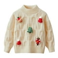 thumbnail image 4 of Tisuna Girls Sweater Toddler Christmas Tree Print Long Sleeve Crew Neck Cardigan Loose Comfortable Autumn Winter Girls Pullover Clothes White Size 12-18 Months, 4 of 4