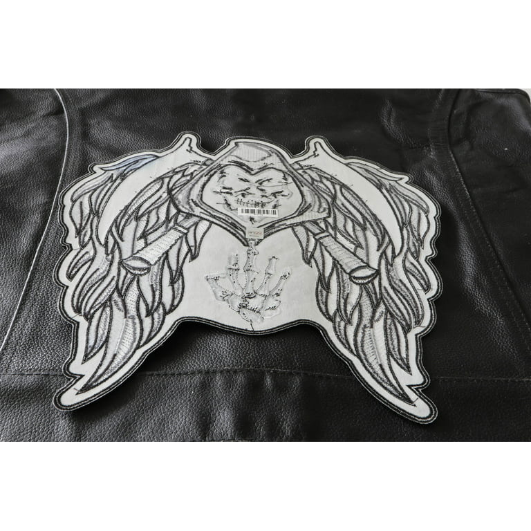 Skull Biker Patch, Wings and Sickle, Large Back Patches for Jackets and  Vests