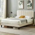 thumbnail image 2 of Taomika, Queen Size Upholstered Platform Bed Frame with Adjustable Headboard-Beige, 2 of 10