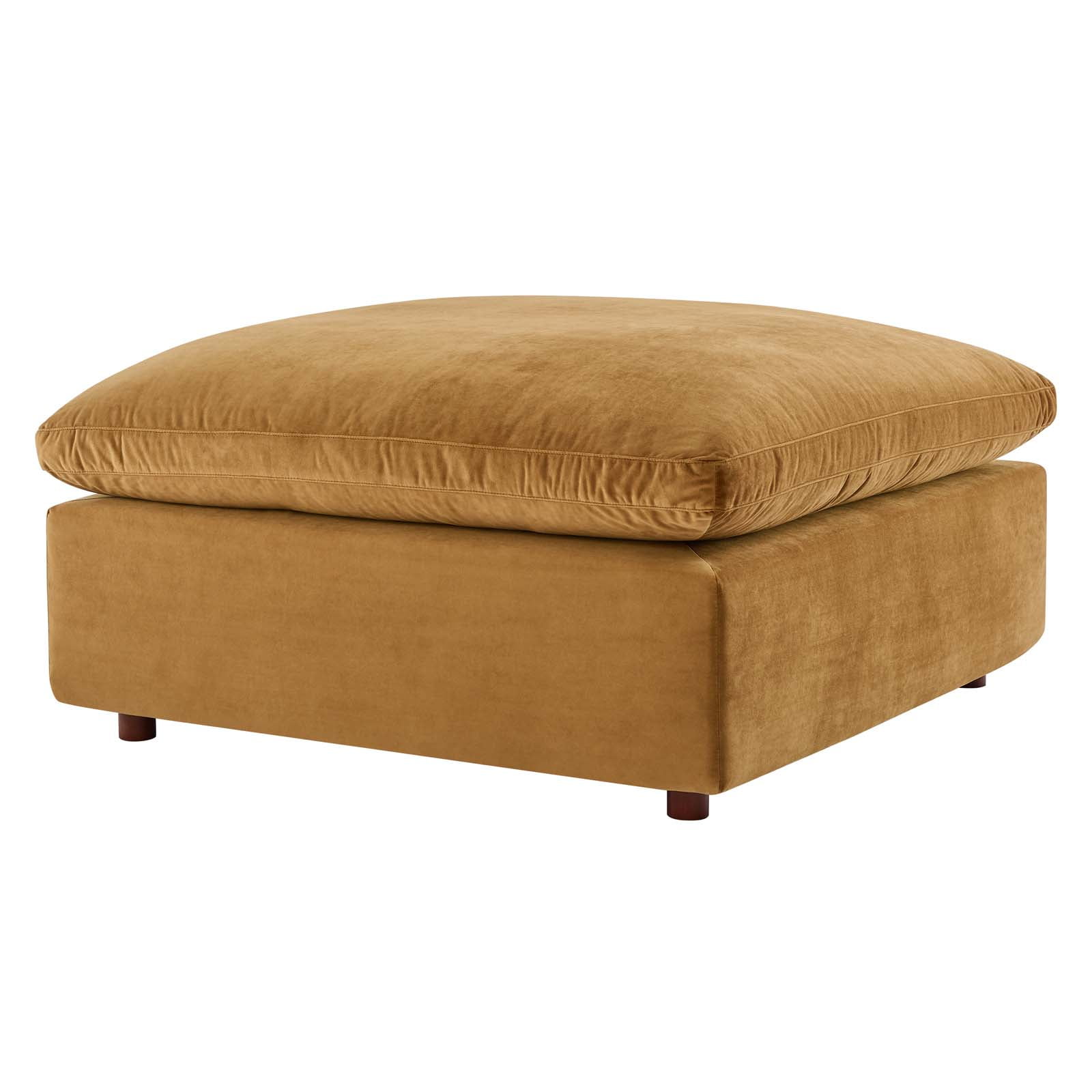 Cognac Brown Luxe Performance Velvet Overstuffed Ottoman