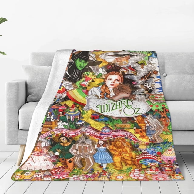 Manta de franela cálida y acogedora de la película de terror El Mago de Oz para sofá, dormitorio, sala de estar, camping, viajes.