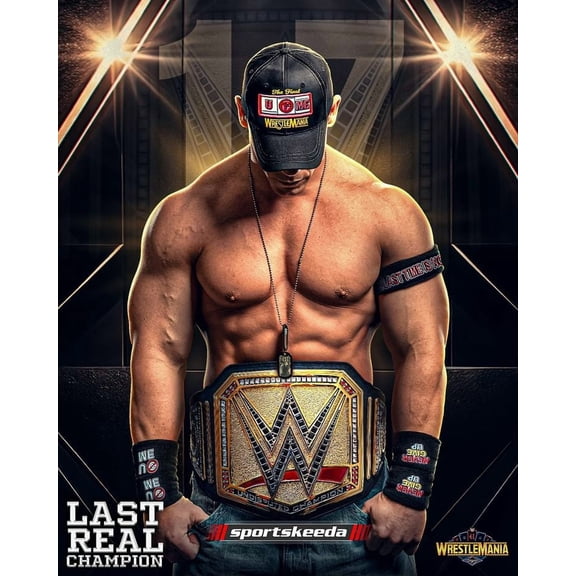 John Cena Last Real Championship Art Poster, Wrestling Legend Title Belt Power Design, Size 24x36 Unframed Poster