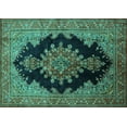 thumbnail image 1 of Ahgly Company Indoor Rectangle Medallion Turquoise Blue Traditional Area Rugs, 4' x 6', 1 of 4