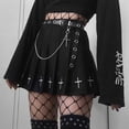 thumbnail image 4 of Minifalda de cinturo para mujer, minifalda plisada con estampado cruzado para mujer, informal Lolita Harajuku XXL Salvador Mini faldas negras de cintura alta, 4 of 10