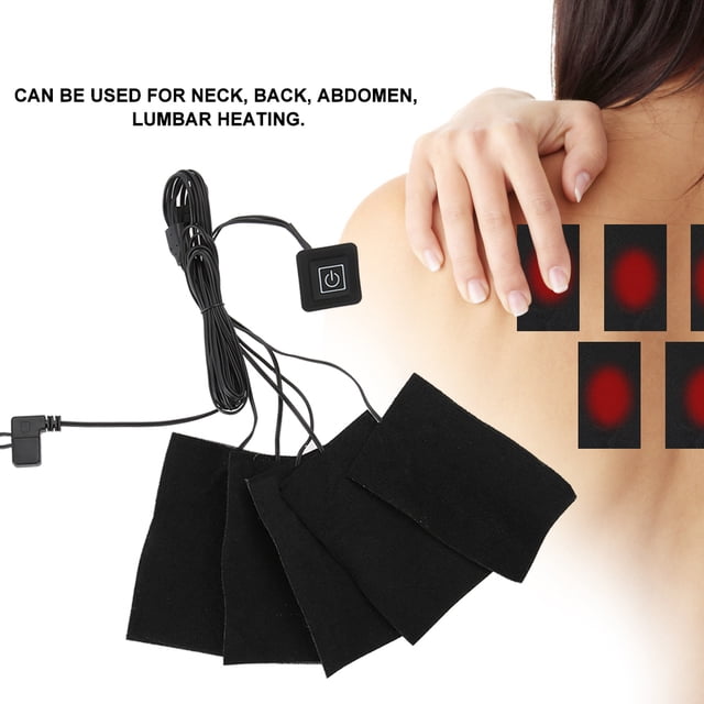 Qiilu USB Electric Clothes Five Heater Pads Heating Adjustable Temperature Warmer Tool, Adjustable USB Heater Pad, USB Electric Cloth Heater