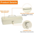 thumbnail image 4 of Uxcell 14.2" Portable Steel Tool Box Hip Roof Style with Metal Latch Closure Tool Chest for Household Workshop, White, 4 of 6