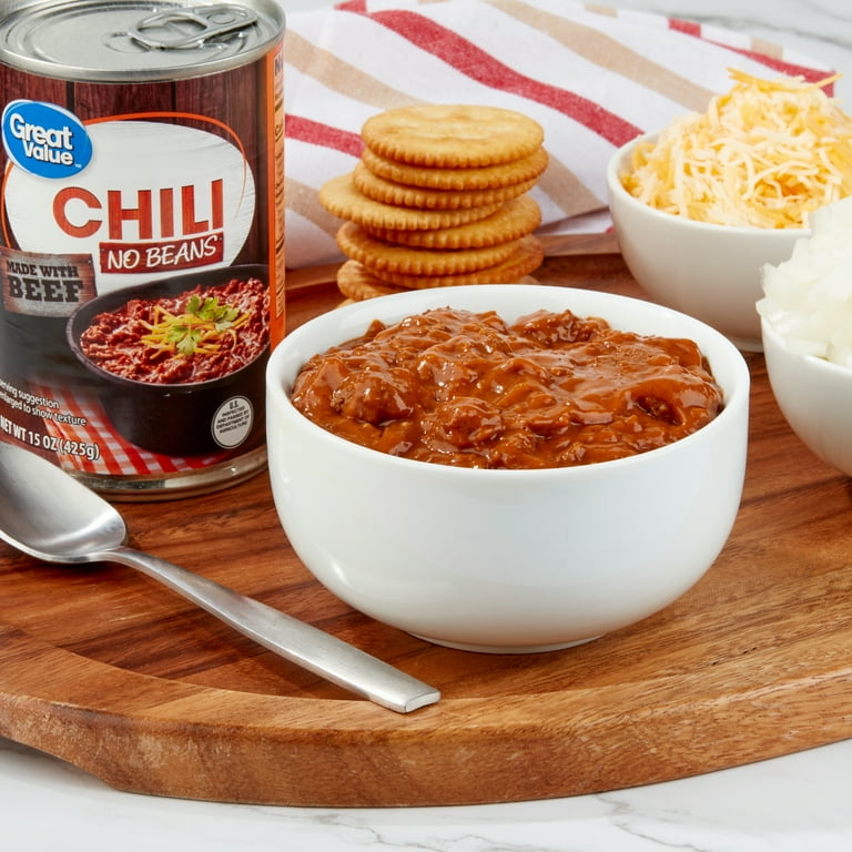 Great Value Chili 15oz in Steel Can with Real Beef and 14g Protein