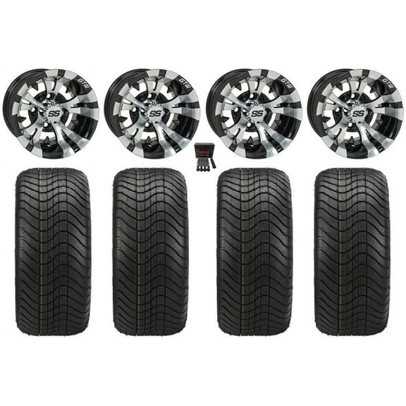 GTW Vampire 14" Golf Cart Wheels Black Elite 215x35-14 Tires E-Z-GO & Club Car