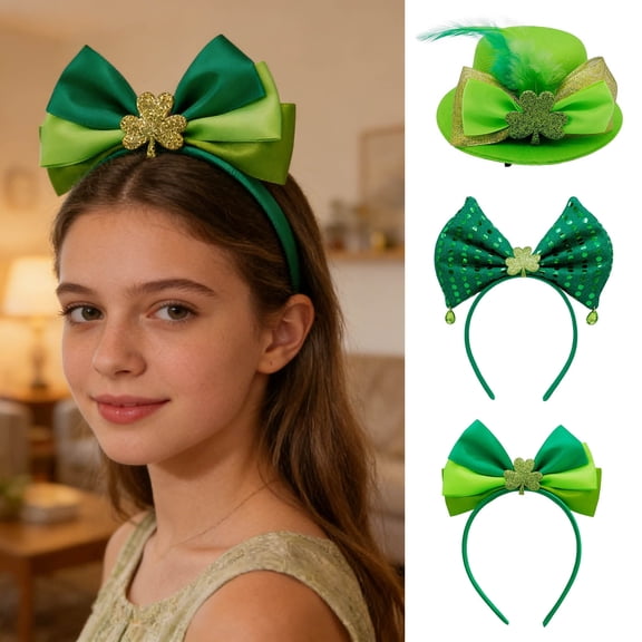 Irish Festival Headband Green Shamrock Party Hat with Adjustable Fit for St Patricks Day Celebrations and Irish Themed Events