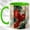 Green, variant on Red Bird Flight Coffee Mug, Stained Glass Bird Mug, Ceramic 11 oz
