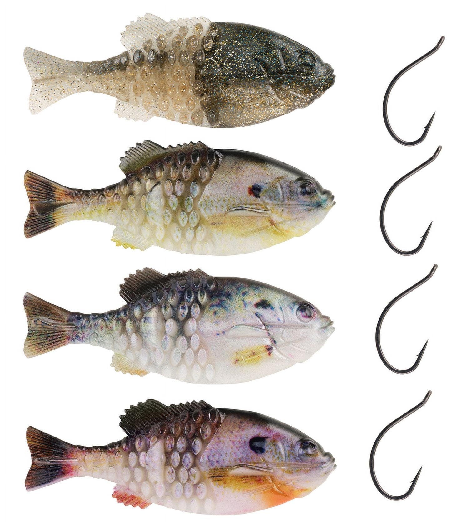 Berkley PowerBait Freshwater Gilly 90 Candy Cane; Includes 4 Gilly 90 Soft Baits and 3 Hooks