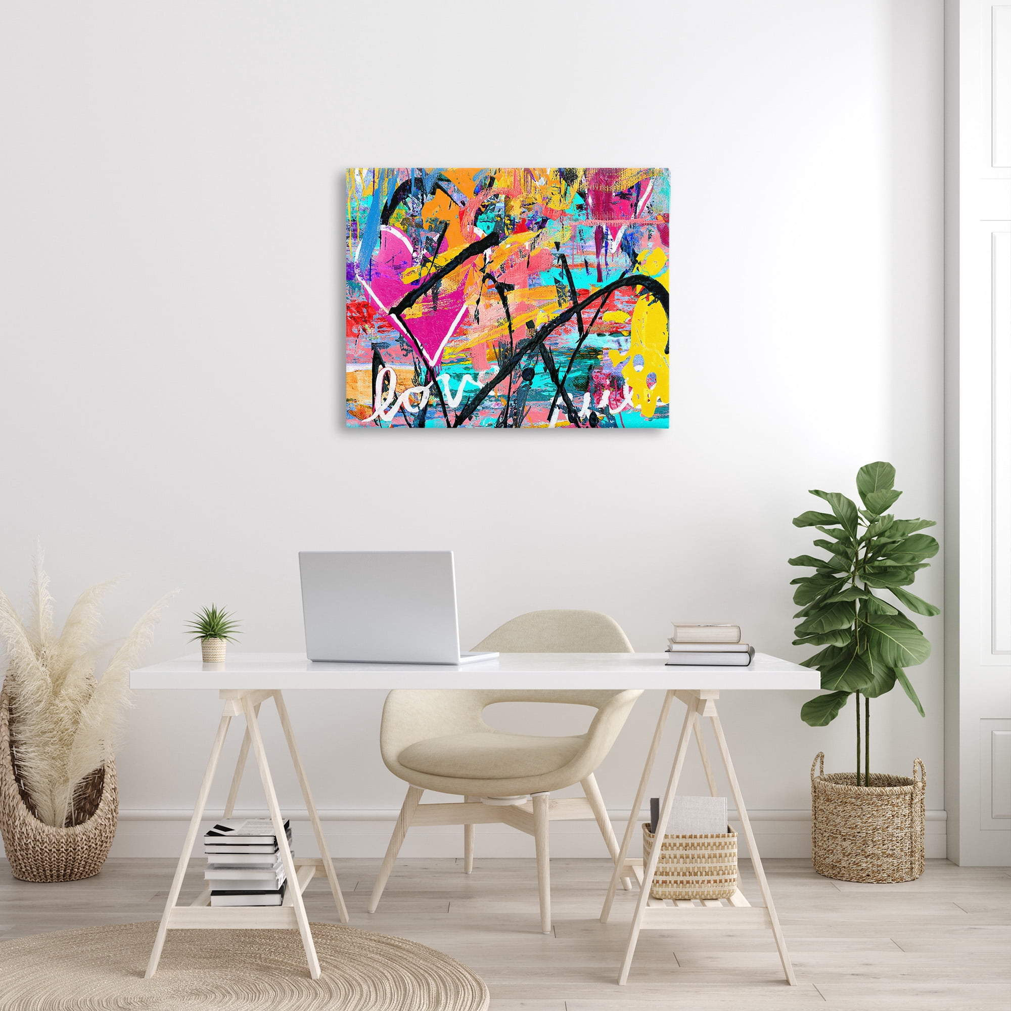 Stupell Industries Vivid Love Graffiti Collage Abstract Painting Gallery Wrapped Canvas Art Print Wall Art, 40 x 30