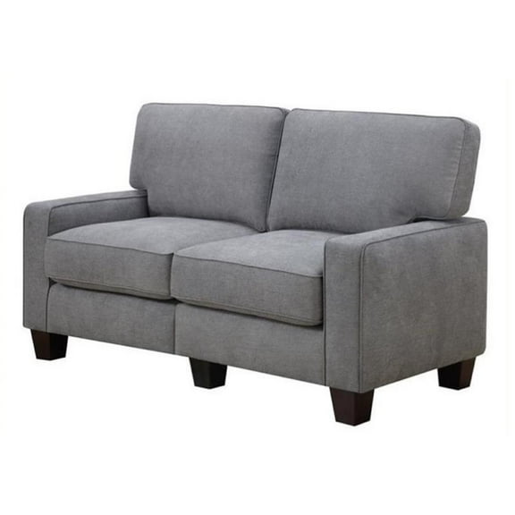 Bowery Hill Modern Fabric Loveseat with 2 Pillows in Glacial Gray