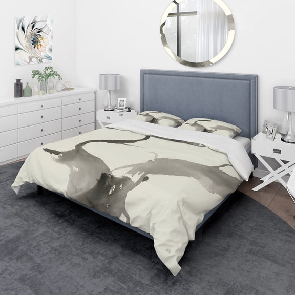Designart 'minimal geometric Gesture II' Geometric Duvet Cover Set