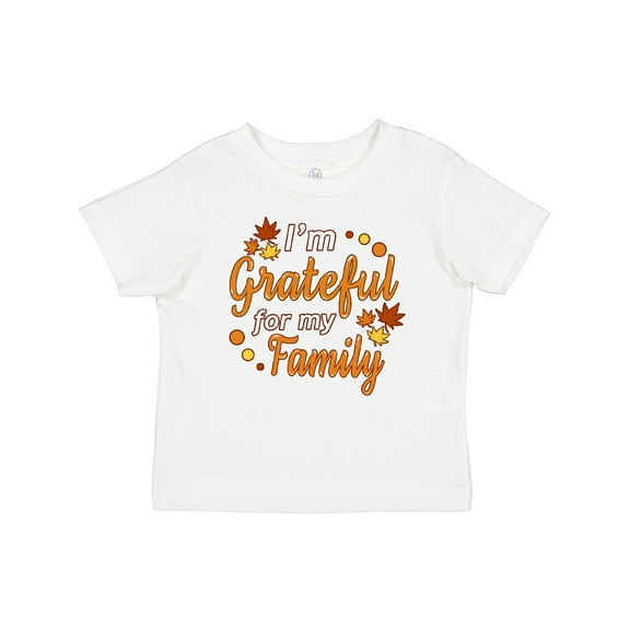 Inktastic I'm Grateful for my Family in Orange with Fall Leaves Boys or Girls Baby T-Shirt