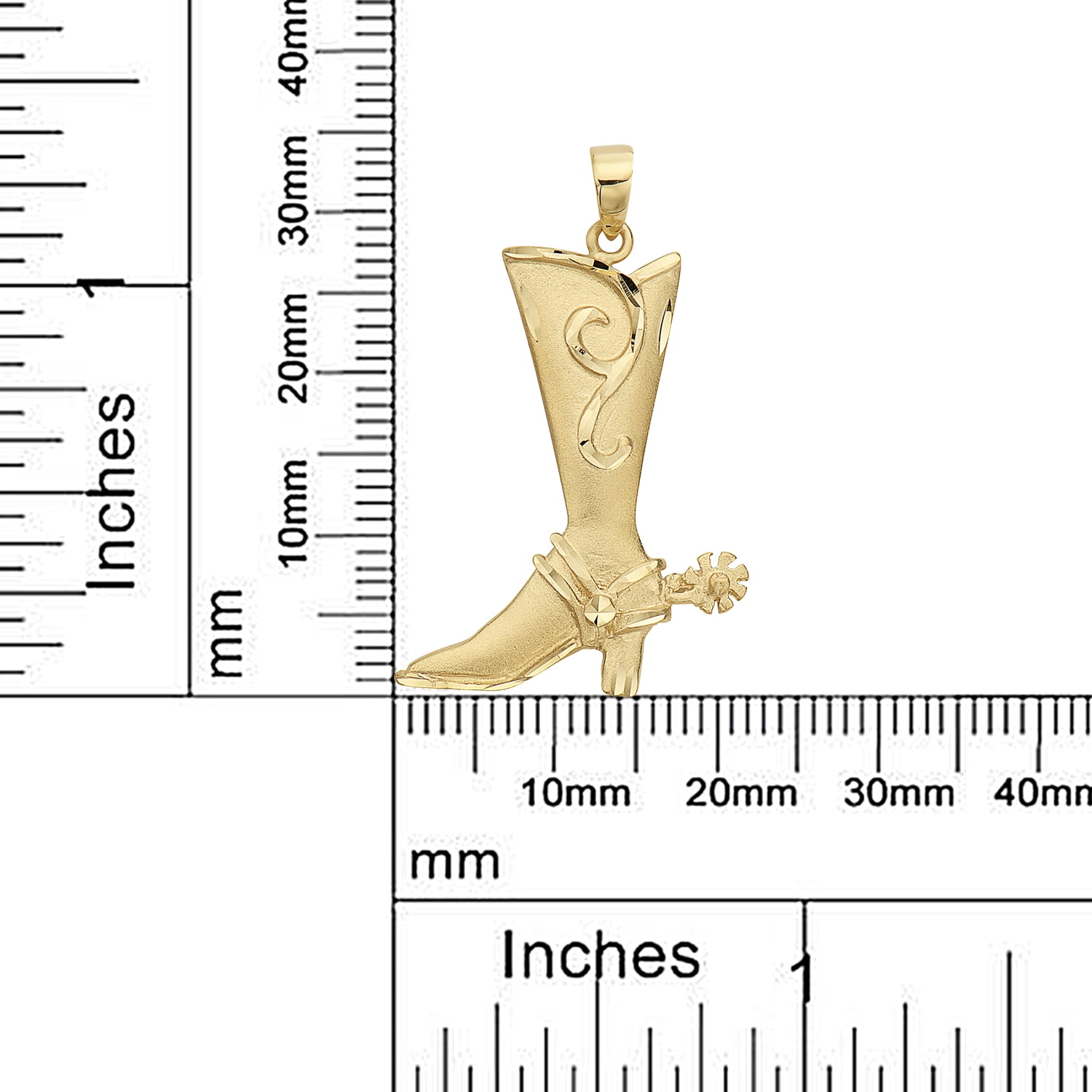 14k Gold Cowboy Boots Pendant with 18'' Chain