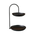 thumbnail image 2 of Tiered Tray Stand，2 Tier Iron Fruit Serving Tray Double Tier Storage Platter for Home Office Party Wedding Decor，Black, 2 of 9