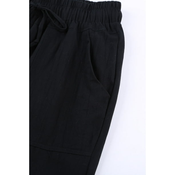 Women's Black Causal Pockets Pants 