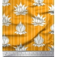thumbnail image 1 of Soimoi Orange Cotton Jersey Fabric Stripe & Artistic Lotus Floral Print Fabric by Yard 58 Inch Wide, 1 of 1