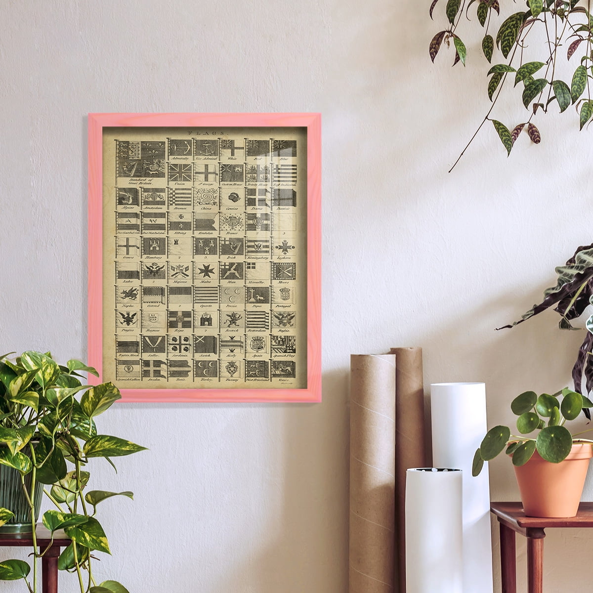 Encyclopediae VII -Framed Print w/glass-Sunset Pink