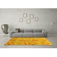thumbnail image 3 of Ahgly Company Machine Washable Indoor Round Abstract Yellow Modern Area Rugs, 4' Round, 3 of 4