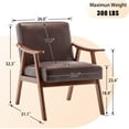 thumbnail image 3 of PORKISS Accent Chair, Mid-Century Modern Tech Cloth Arm Chair with Wood Frame, Upholstered Armchair Comfort Reading Chair Lounge Chair for Living Room Bedroom Sunroom, Dark Brown, 3 of 10
