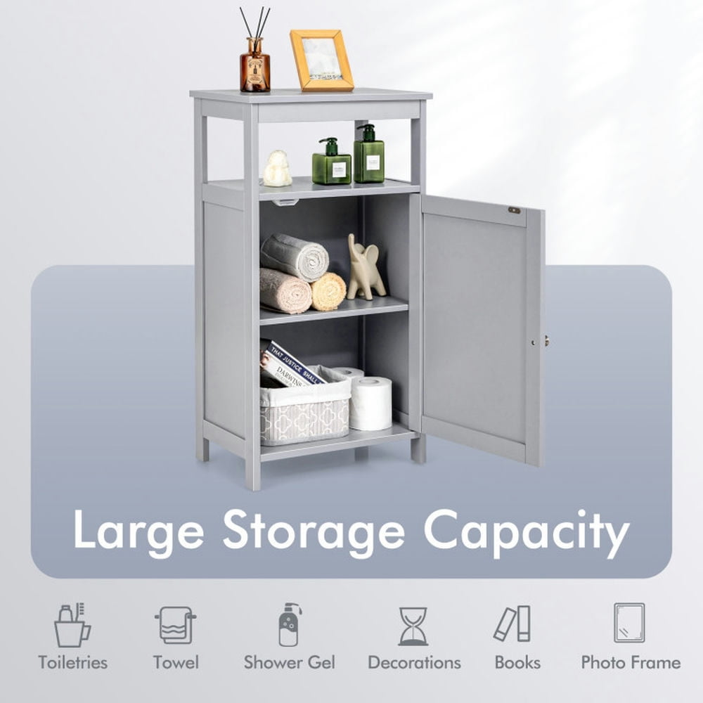 Finihen Bathroom Storage Cabinet, Bathroom Floor Cabinet, Bathroom Wooden Floor Cabinet with Multifunction Storage Rack, for Bathroom, Living Room, Bedroom, Kitchen, Gray Finihen Bathroom Storage Cabinet, Bathroom Floor Cabinet, Bathroom Wooden Floor Cabinet with Multifunction Storage Rack, for Bathroom, Living Room, Bedroom, Kitchen, Gray
