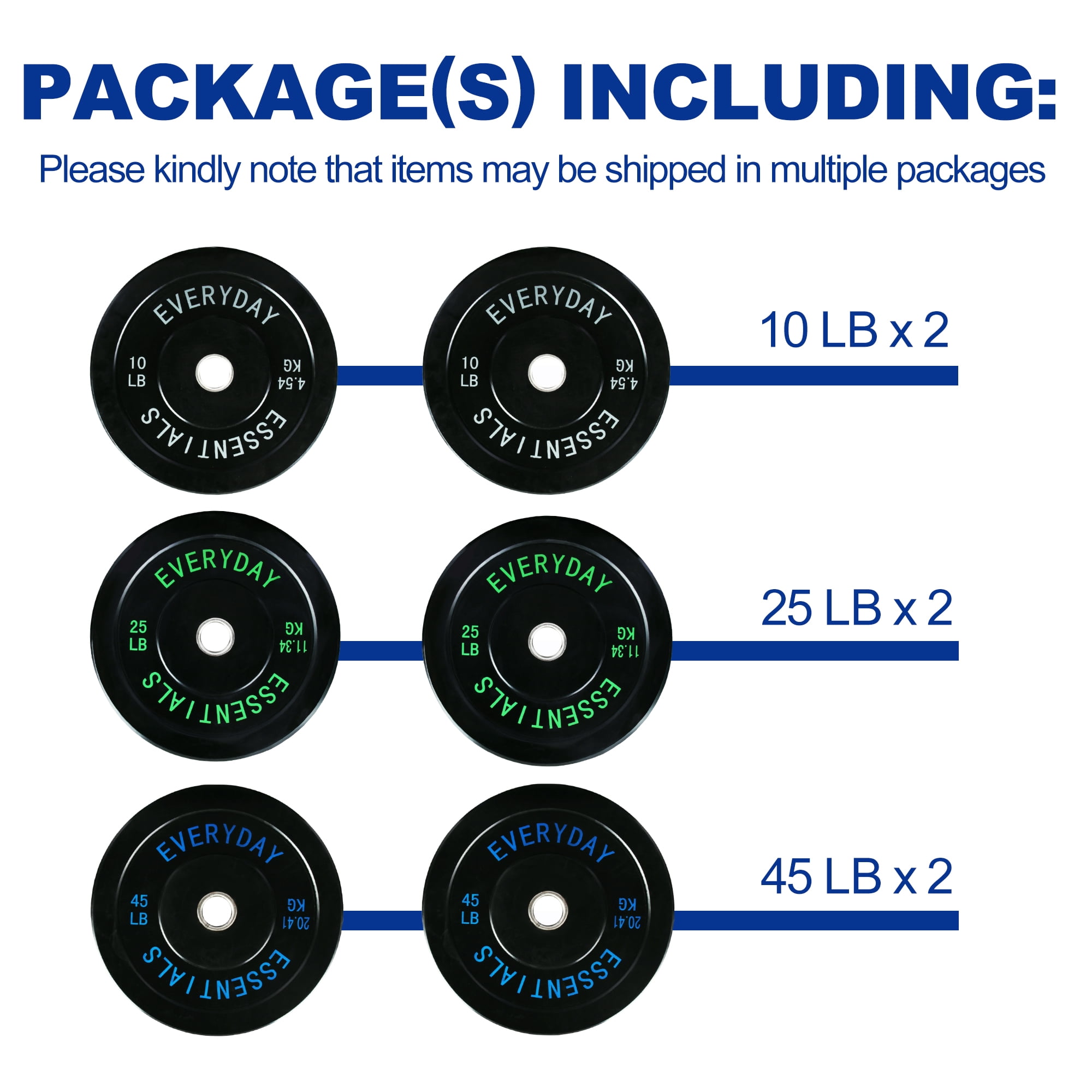BalanceFrom Olympic Bumper Plate Weight Plate with Steel Hub, Black, 160 lbs Set, Multiple Packages