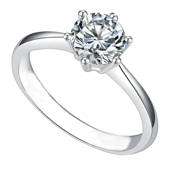 Bonjour Jewelers 18K White Gold 3ct Created White Sapphire Round Engagement Wedding Ring Plated Size 13