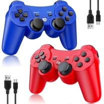 Turpow 2 Pack Controller for P3, Wireless Bluetooth Controller Gamepad Joystick, Double Vibrating Controller for P3 with Charger Cable Cord Thump Grips，2 Charging Cables - Red&Blue