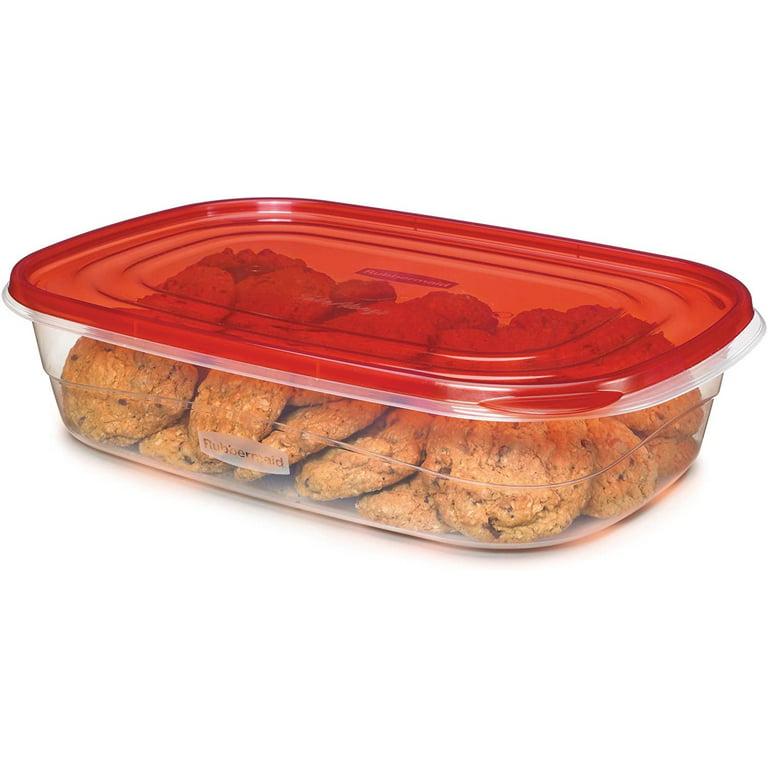 Rubbermaid TakeAlongs, 1 Gallon, 2 Packs, Red, Large Rectangular Plastic Food  Storage Containers 