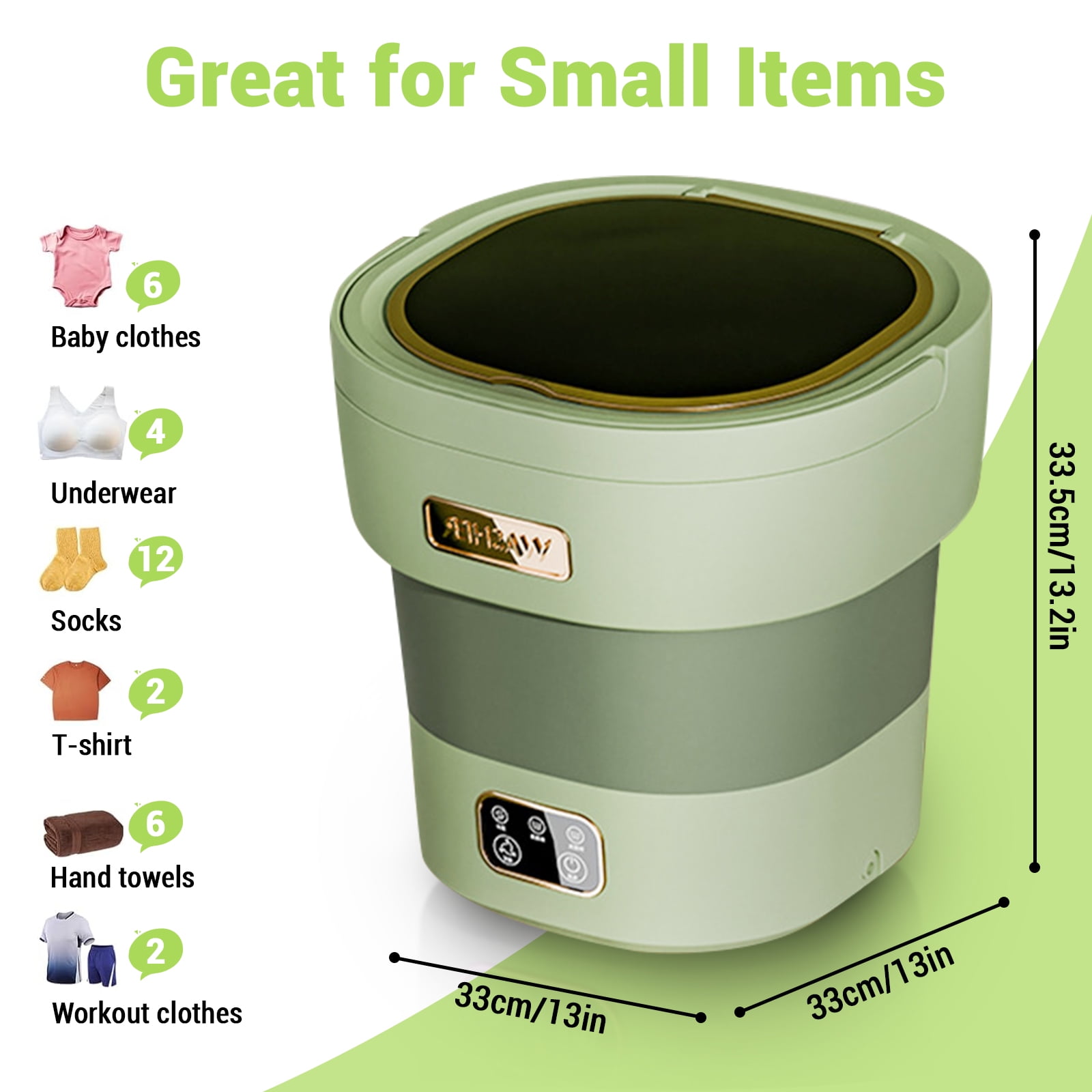 Mini Washing Machine and Dryer, 12L Foldable Collapsible Washer for Underwear, Baby Clothes, Socks, Ideal for Apartment Use