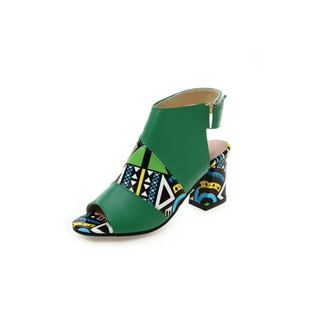 

Gomelly Womens Heeled Sandals Peep Toe Fashion Sandal Chunky Block Casual Shoe Lightweight Shoes Women Ladies High Heels Green 5