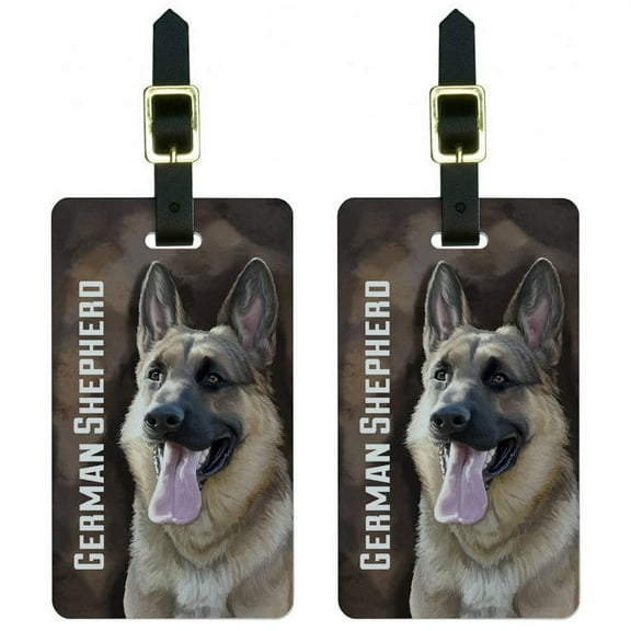 German Shepherd Dog Pet Luggage Tags Suitcase Carry-On ID, Set of 2