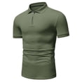 thumbnail image 5 of Franhais Men Summer Short Sleeve Shirts Solid Color Lapel 1/4 Zipper Casual Short Sleeve Tops, 5 of 7