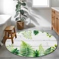 thumbnail image 4 of Spring Leaves Round Area Rug 4ft, Pastoral Garden Botanical Gray Wooden Washable Non-Slip Circle Rugs for Bedroom Living Room Kitchen, Soft Non Shedding Circle Carpet for Dining Room Dorm, 4 of 9